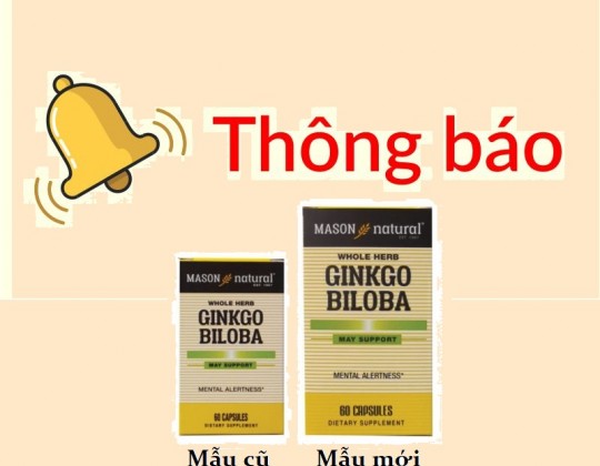 Thông báo: Thay đổi bao bì sản phẩm Mason Natural Ginkgo Biloba