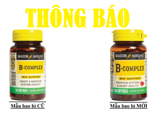 Thông báo: Thay đổi bao bì sản phẩm Mason Natural B-Complex