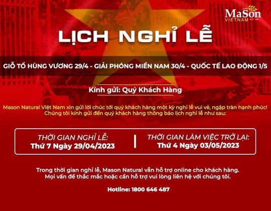 Thông báo: Lịch nghỉ lễ Giỗ tổ Hùng Vương 29/4 - Giải phóng miền Nam 30/4 - Quốc tế lao động 1/5