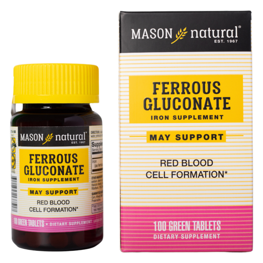 Mason Natural Ferrous Gluconate 100 viên – Sản phẩm bổ sung sắt hữu cơ