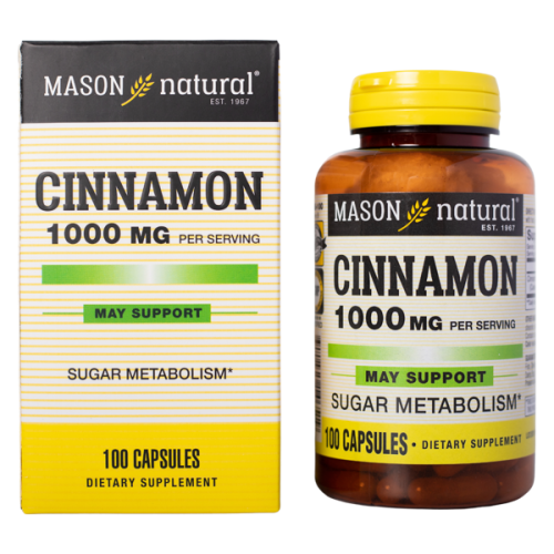 Mason Natural Cinnamon 1000mg - Hỗ trợ kiểm soát chỉ số đường huyết (Hộp 100 viên)