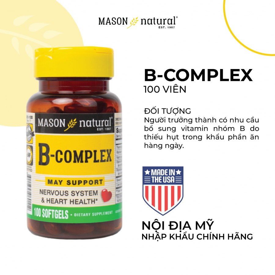 Mason Natural B-Complex - Bổ sung vitamin nhóm B cho cơ thể