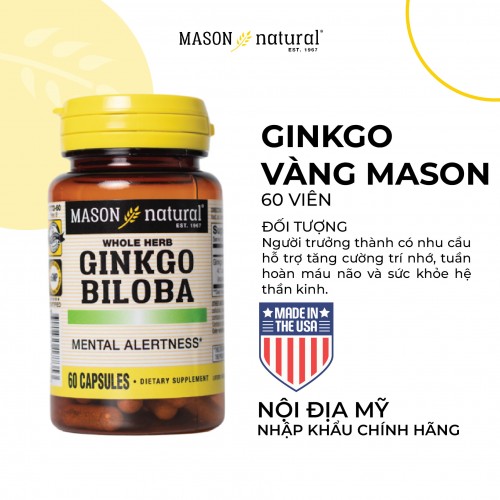 Mason Natural Ginkgo Biloba – Hỗ trợ tăng cường sức khỏe não bộ, cải thiện trí nhớ