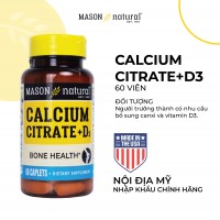 Mason Natural Calcium Citrate + D3 - Bổ sung canxi hữu cơ cho cơ thể