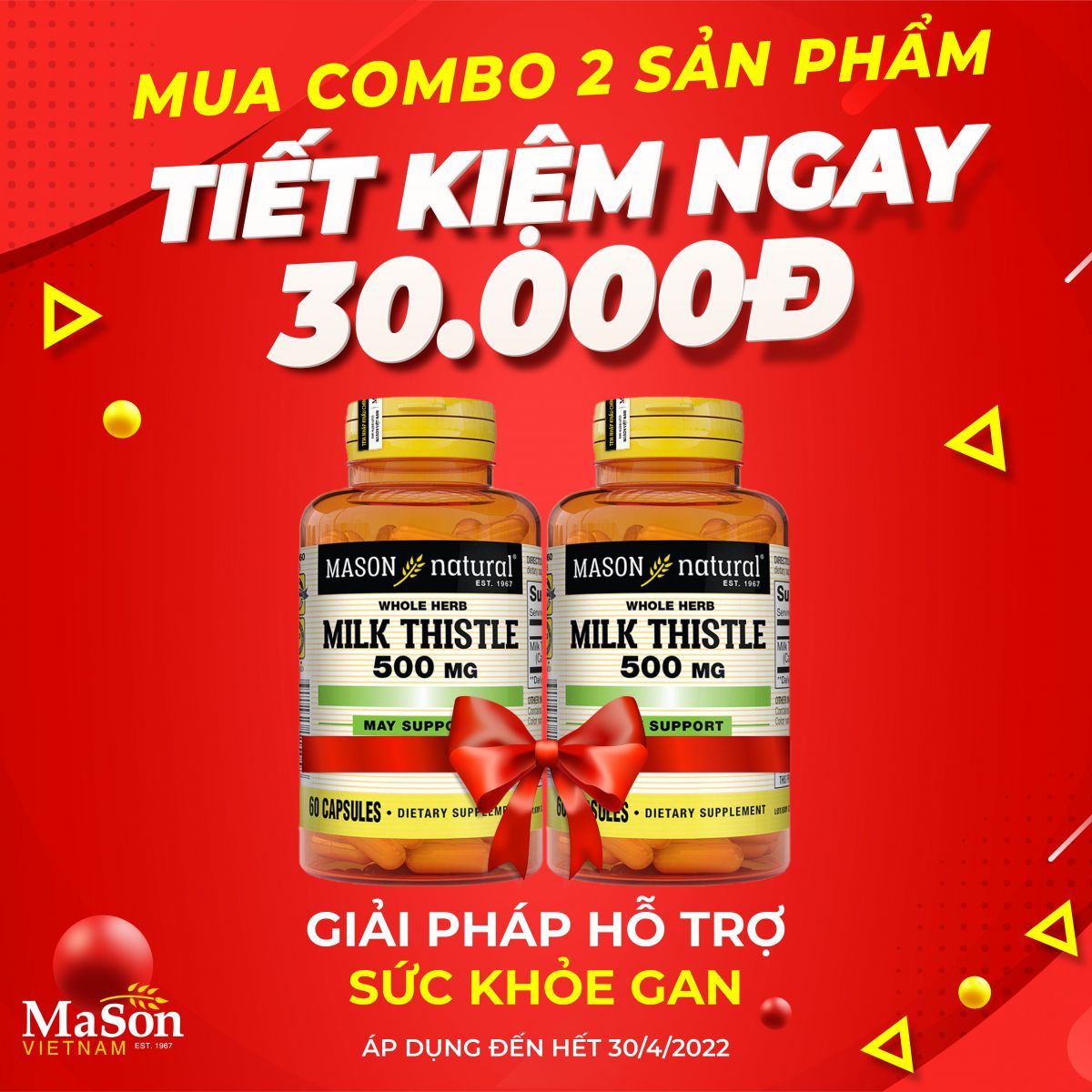 Giảm ngay 30K khi mua Combo 2 sản phẩm Ginkgo Biloba hoặc Combo 2 sản phẩm Milk Thistle của Mason Natural