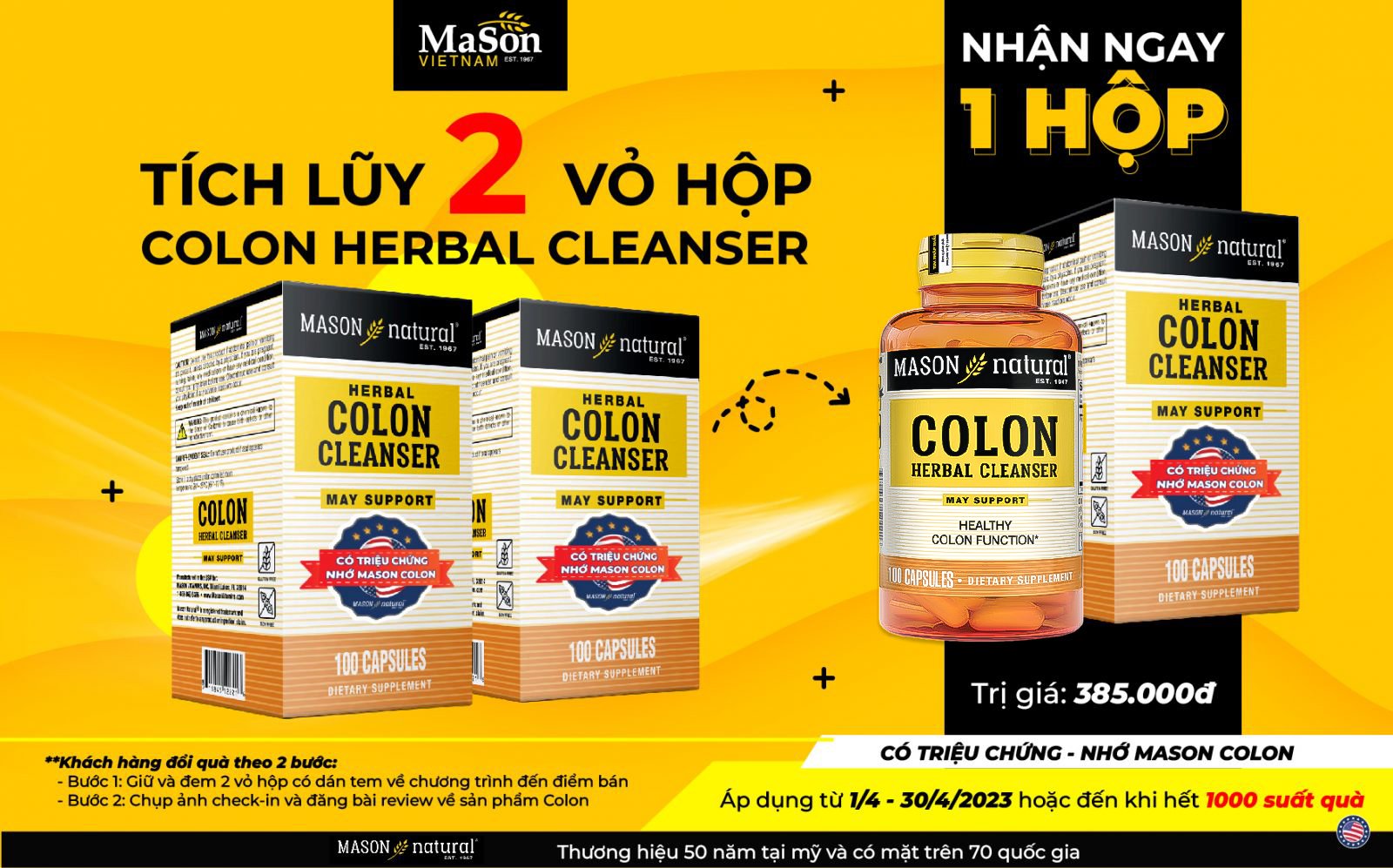 Tích lũy 2 vỏ hộp Mason Colon - Đổi 1 hộp Mason Colon 